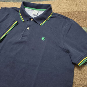 Brooks Brothers Supima Cotton Performance Polo Shirt Mens L Navy Slim Fit